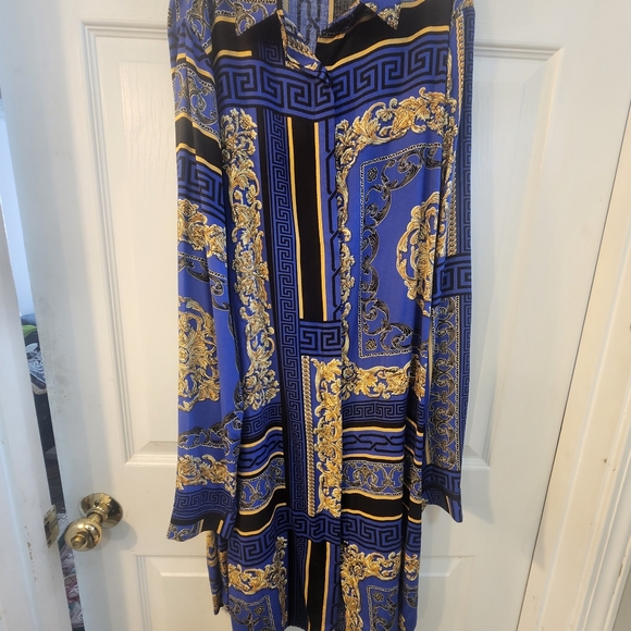 Dress shirt ..knee length blue ,black and gold - Picture 2 of 5